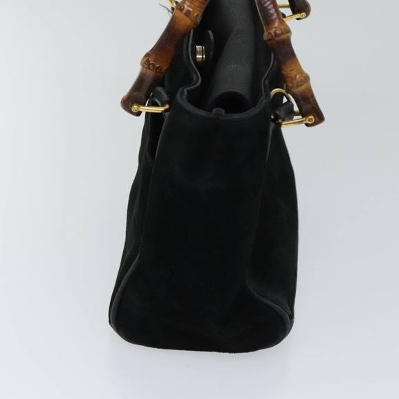 GUCCI Bamboo Hand Bag Suede 2way Black 000 122 0316 Auth 71504 - Picture 3 of 16